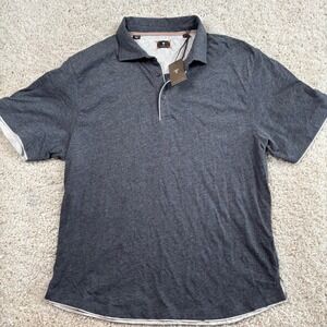 Left Coast Tee Polo Shirt Men XL Charcoal Grey New Peruvian Cotton Contrast Trim